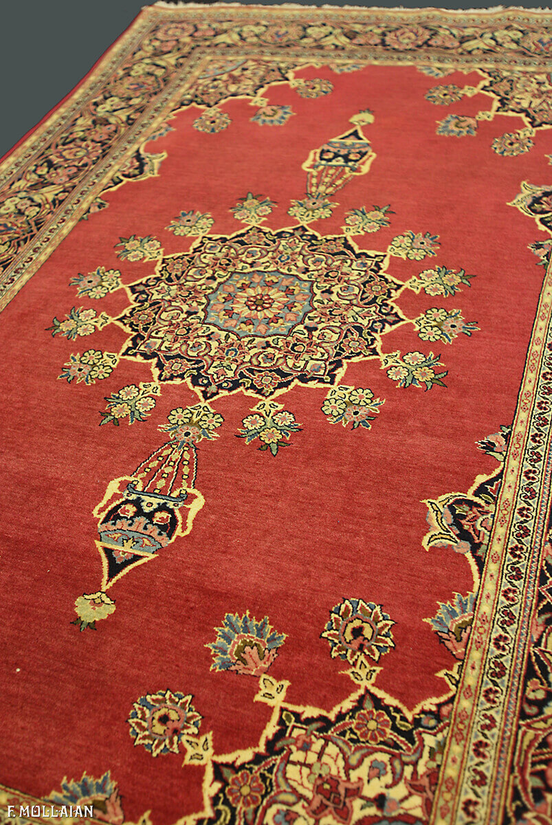 Tapis Persan Antique Kashan Kurk Soie Mixte n°:82558335